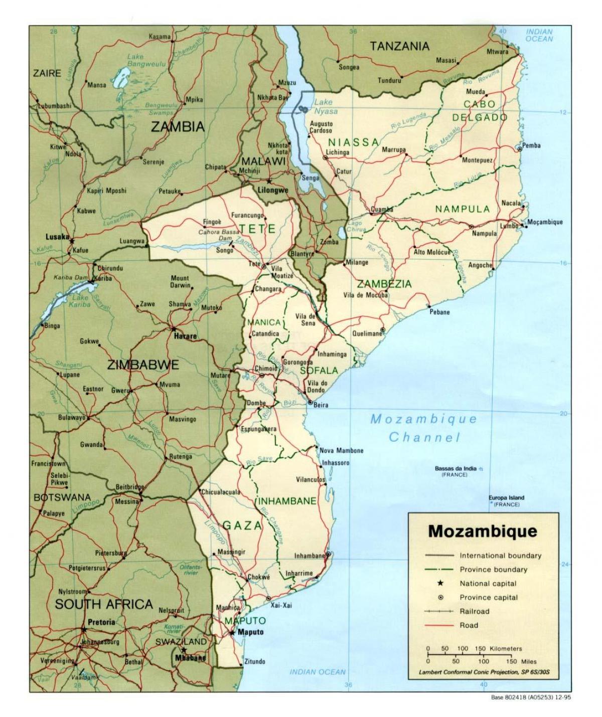 kaart van Mozambique wegen