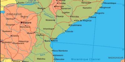 Kaart van de kust van Mozambique