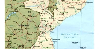 Kaart van Mozambique gedetailleerde kaart