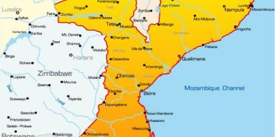 Kaart van Mozambique kaart met afstanden