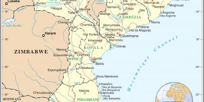 Luchthavens in Mozambique op een kaart